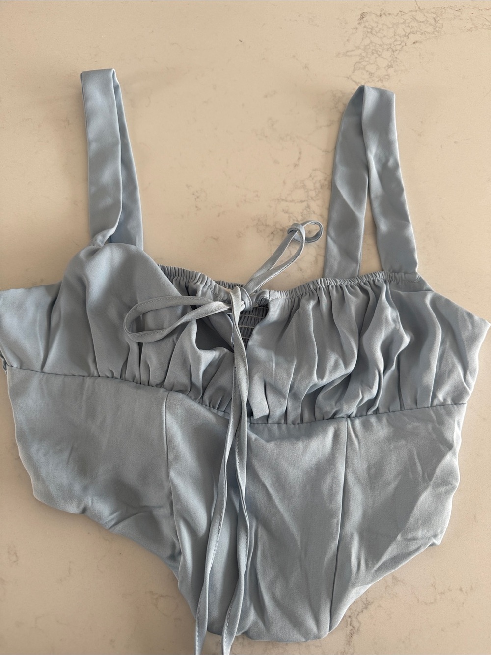 Women’s Light Blue Crop Top with Tie Front